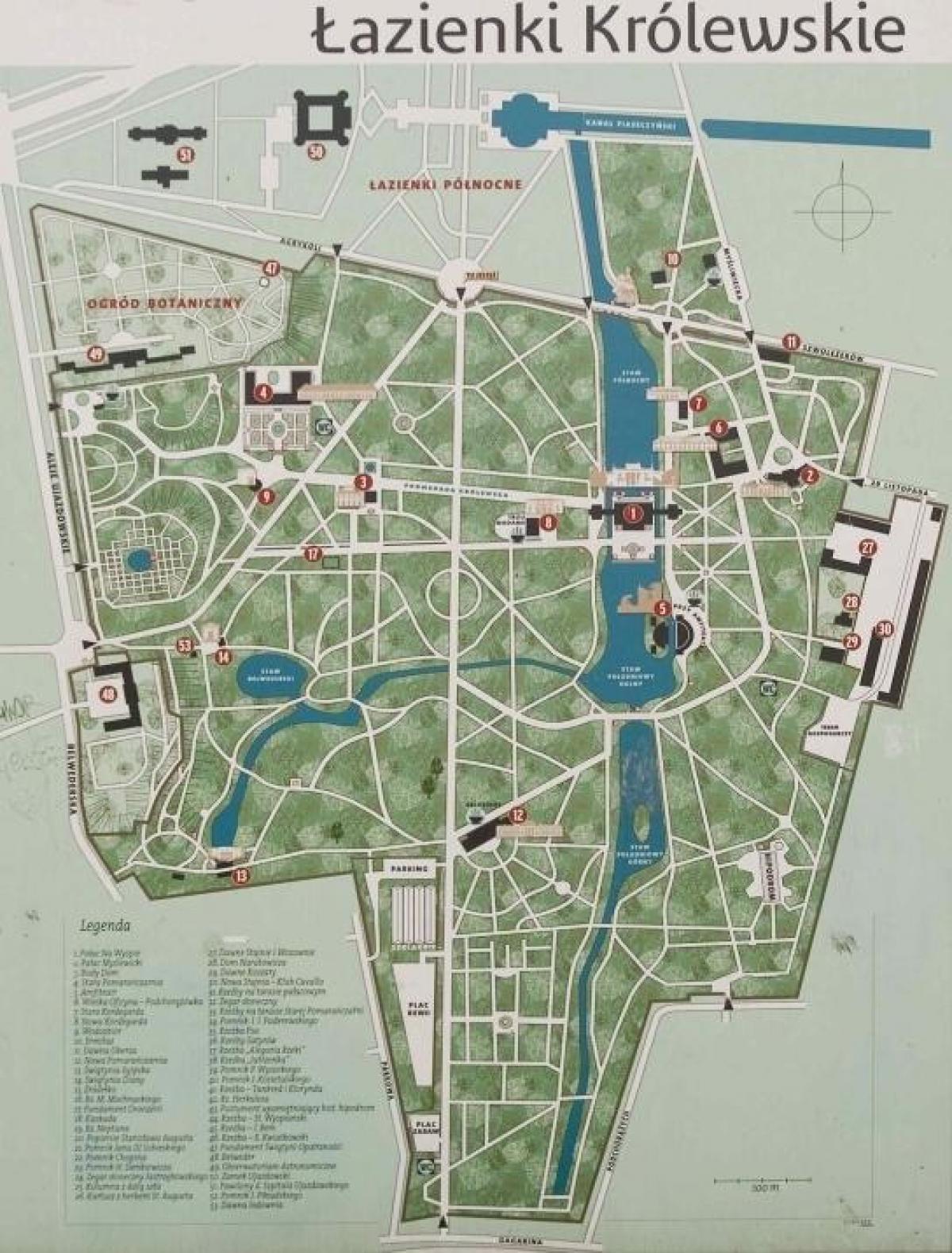lazienki park Warsaw mapa
