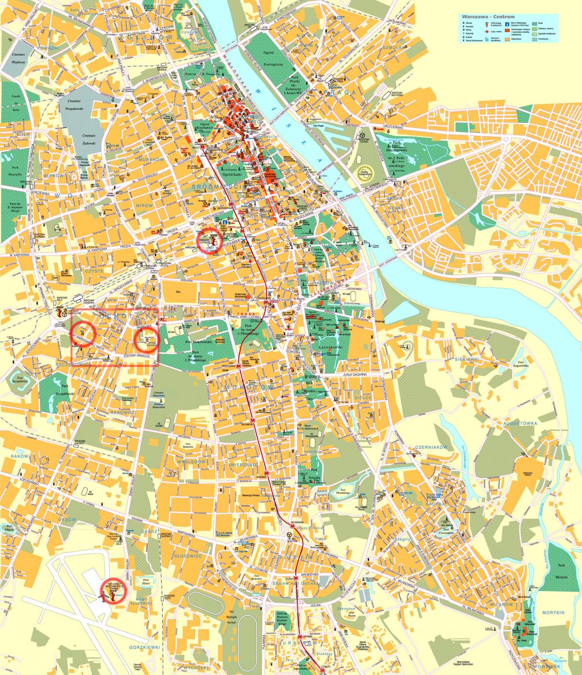 mapa ng kalye ng Warsaw city centre