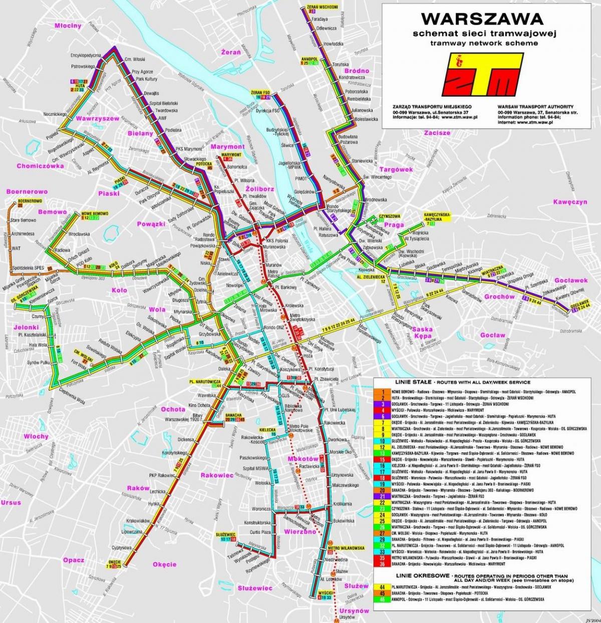 Mapa ng Warsaw sa pagbibiyahe 