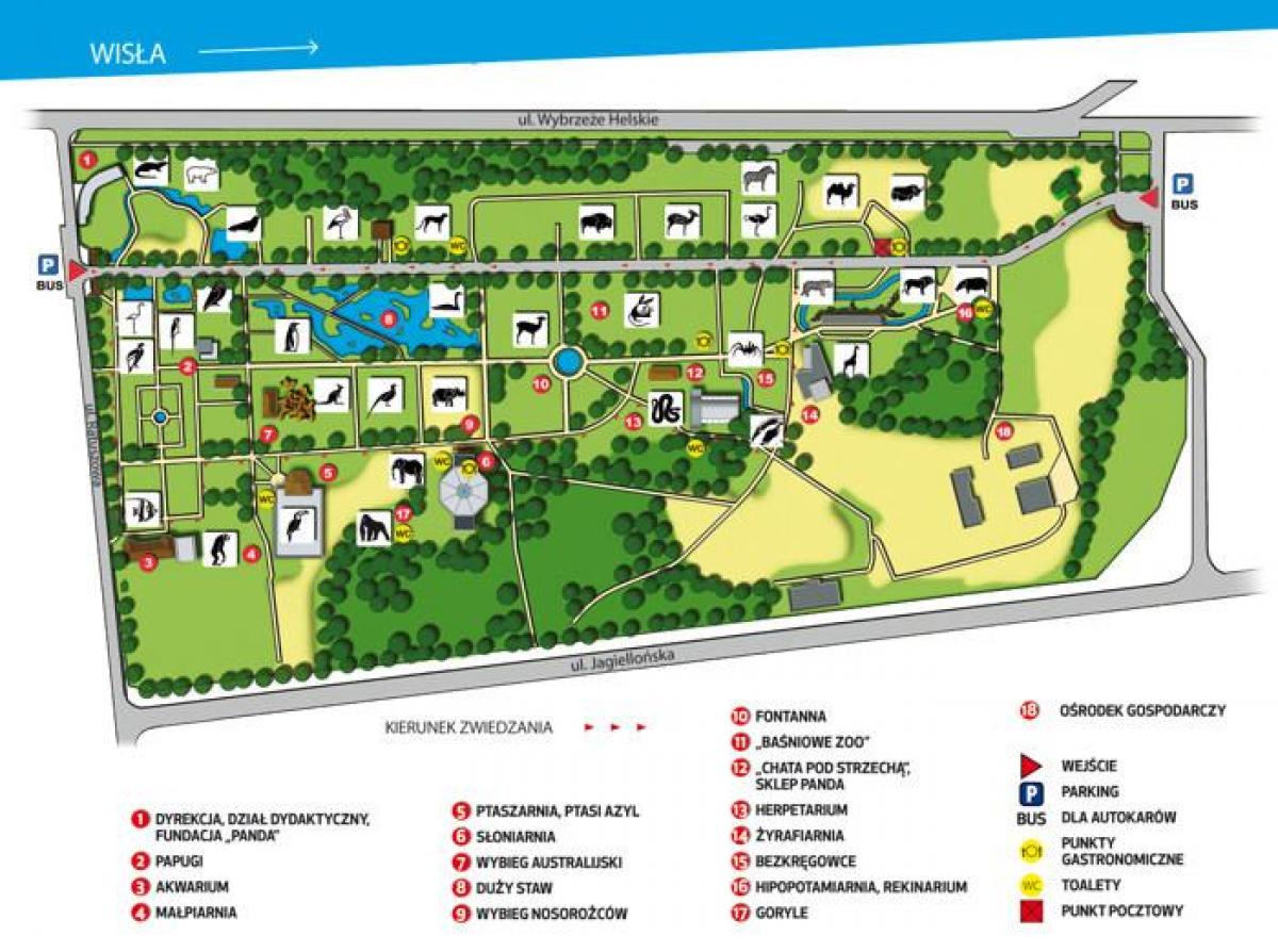 Mapa ng Warsaw zoo 