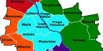 Mapa ng distrito Warsaw 