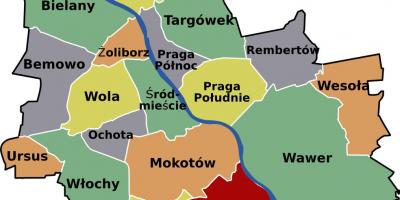 Mapa ng Warsaw kapitbahayan 