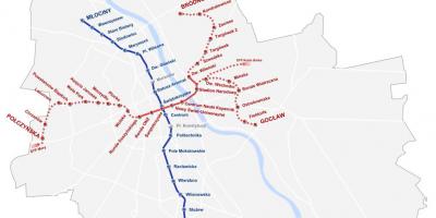Mapa ng Warsaw metro 2016