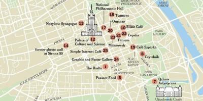 Mapa ng Warsaw sa mga atraksyong panturista